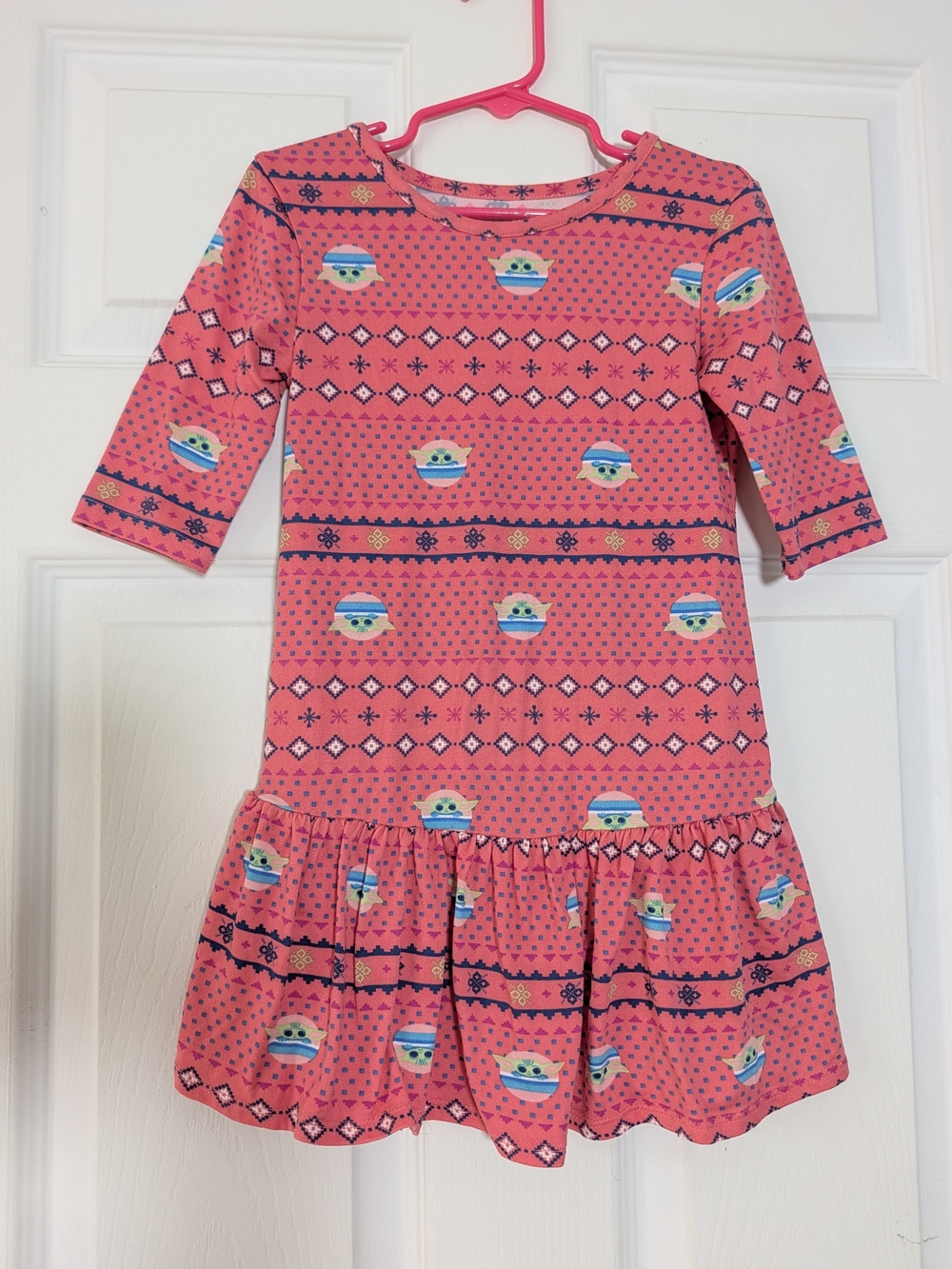 Star Wars Coral Pink Patterned Drop-Waist Dress girls Size 4T